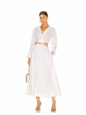 Jonathan Simkhai White Cutout Shirt Maxi Dress